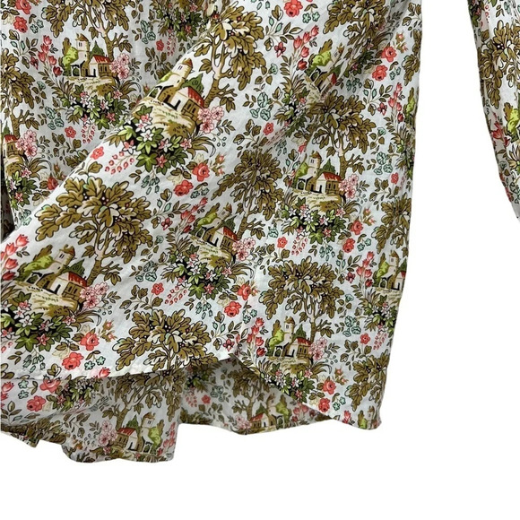 Talbots New Women’s XL Long Sleeve Lightweight 1/2 Button Countryside Print Top - Picture 6 of 8
